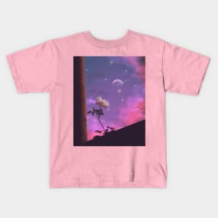 Rose And Moon Landscape Kids T-Shirt